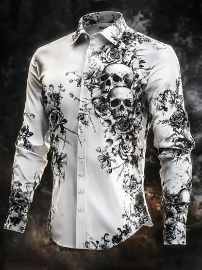 Men's Vintage Art Skull Shirt