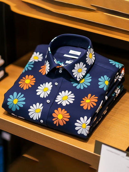 Men's Casual Printed Long Sleeve Shirt