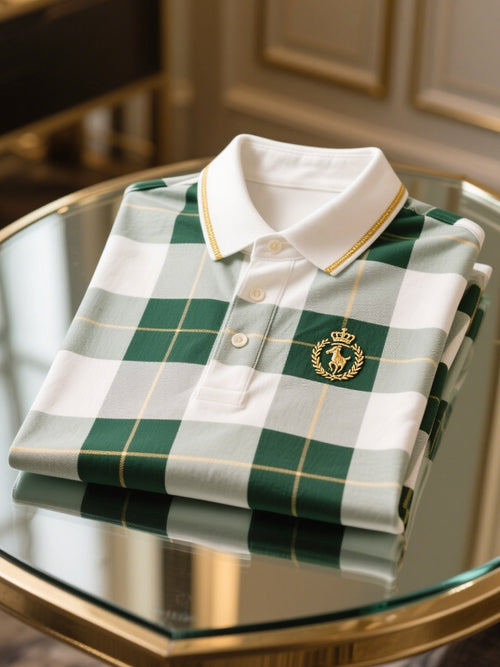 Men's Business Casual Button Short Sleeve Polo Shirt