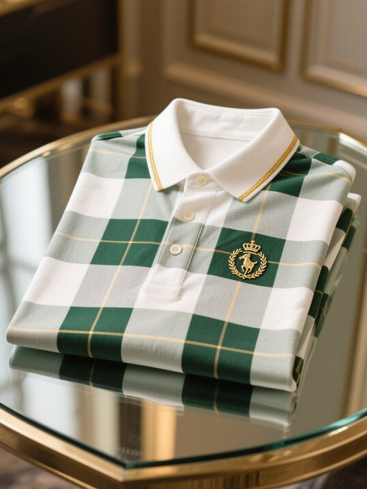 Men's Business Casual Button Short Sleeve Polo Shirt