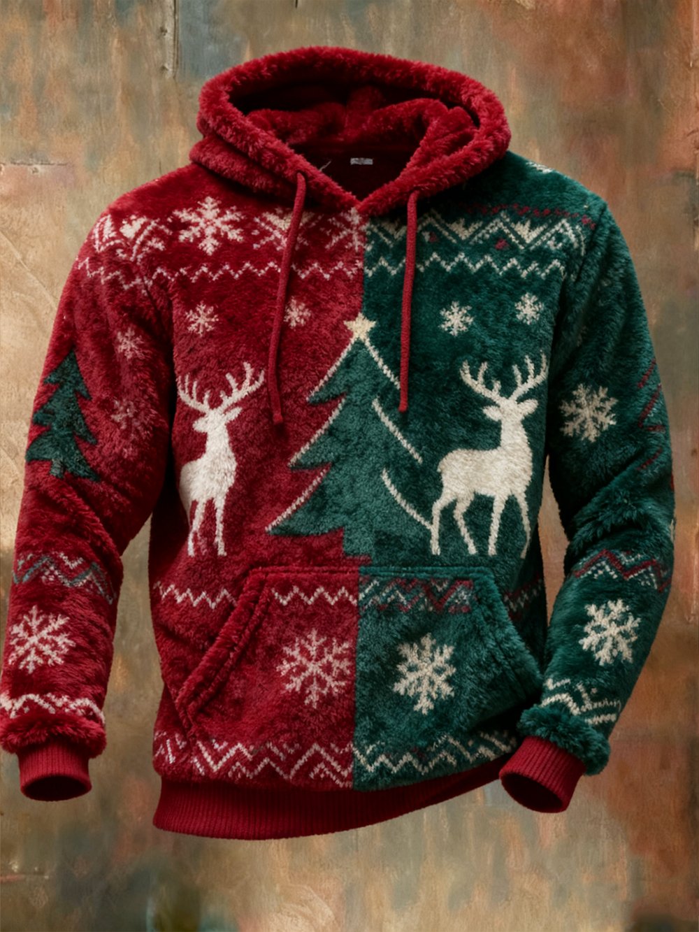 Men's Casual Christmas Comfortable Flannel Warm Hoodie