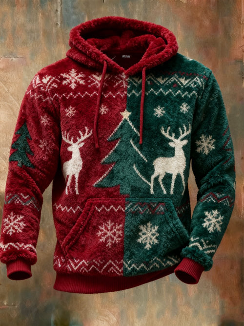 Men's Casual Christmas Comfortable Flannel Warm Hoodie