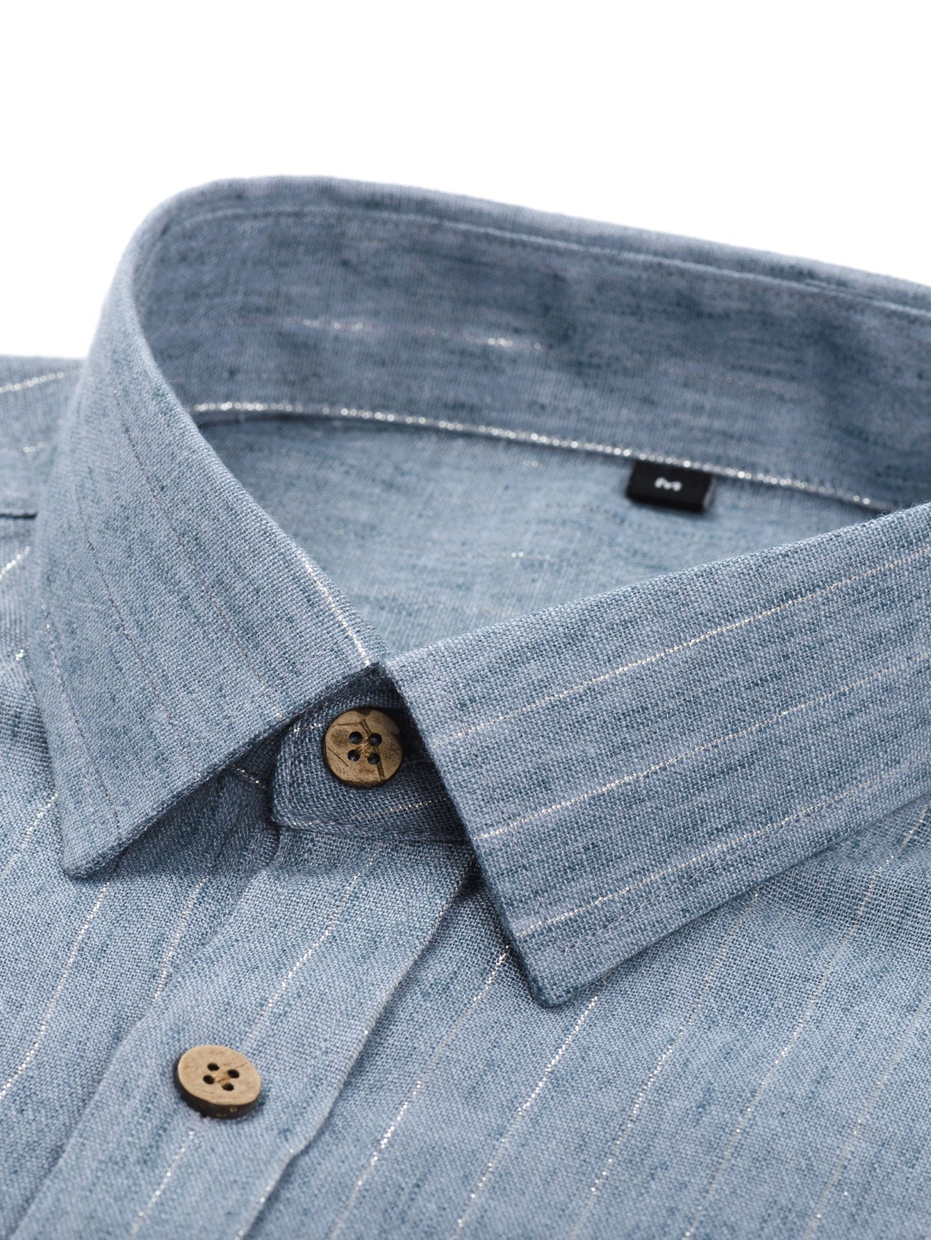 Long Sleeve Stripe Linen Look Button Up Shirt