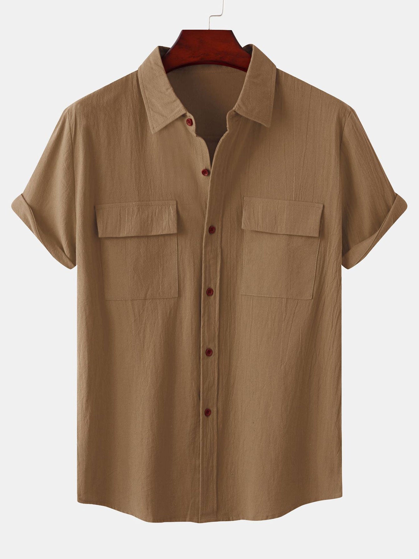 Man Button Up Shirt With Patch Pockets