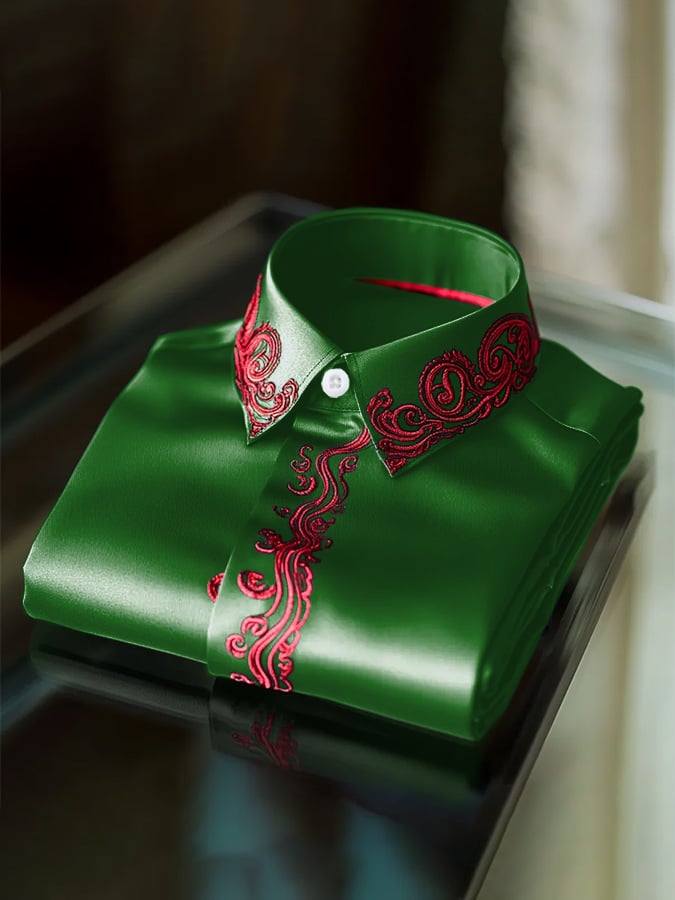 Men's Fashion Business Luxury Design Embroidery Long Sleeve Shirt