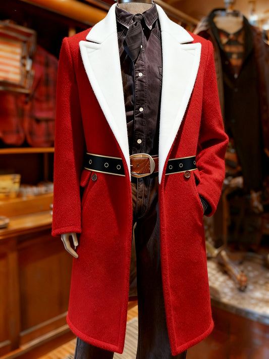 Men's Retro Christmas Print Wool Coat