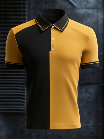 Men'S Casual Classic Contrast Color Print Business Short-Sleeved Polo Shirt