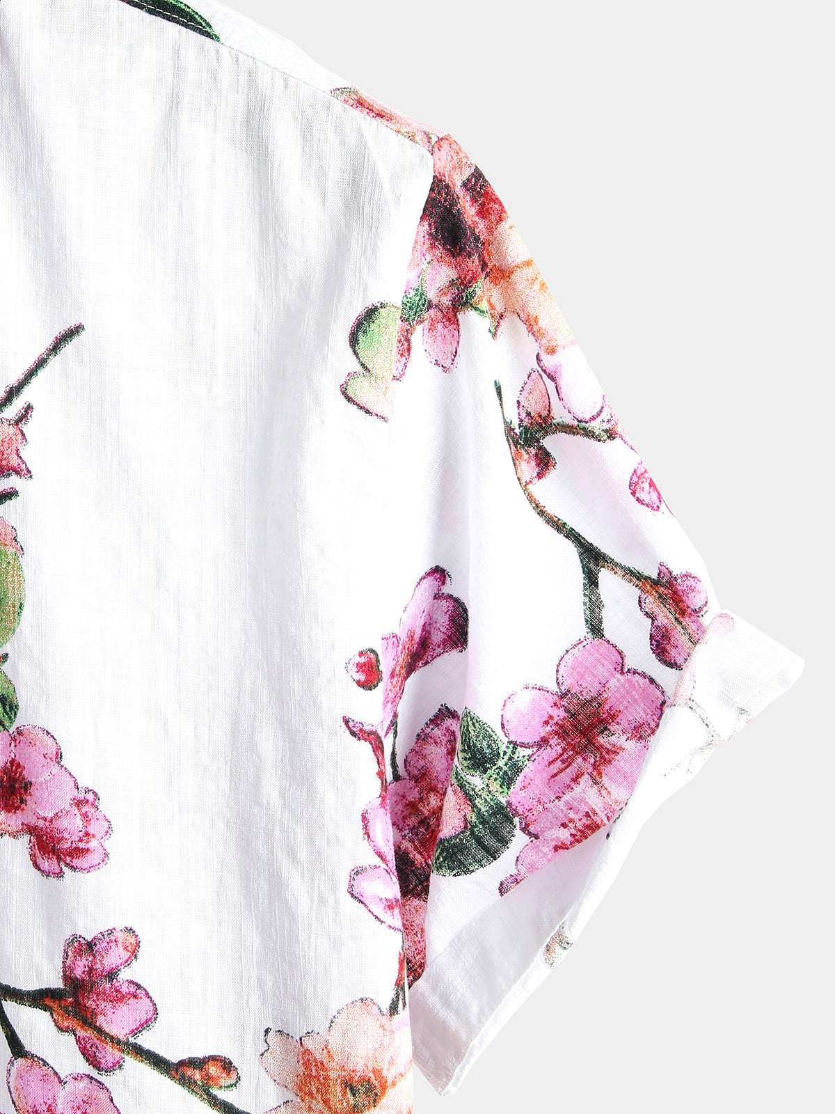 Men's Flower Print Cotton Hawaiian Floral Button Short Sleeve Shirt
