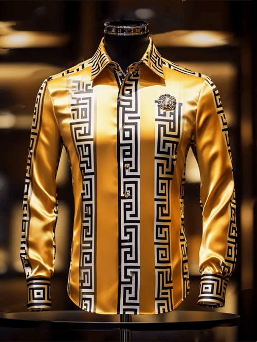 Men's Satin Luxe Long Sleeve Button Down Shirt