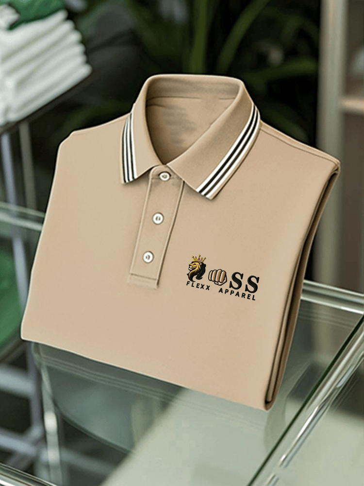 Men's Business Casual Printed Short Sleeve Polo Shirt