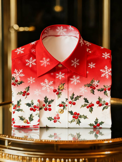 Men's Christmas Holiday Button-Down Long Sleeve Shirt