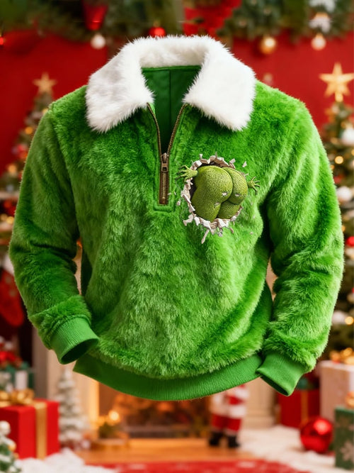Men's Retro Christmas Collar Casual Plush Comfort Sweatshirt