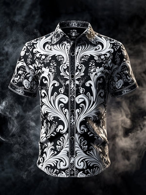 Men's Dark Gothic Skull Pattern Short Sleeve Shirt