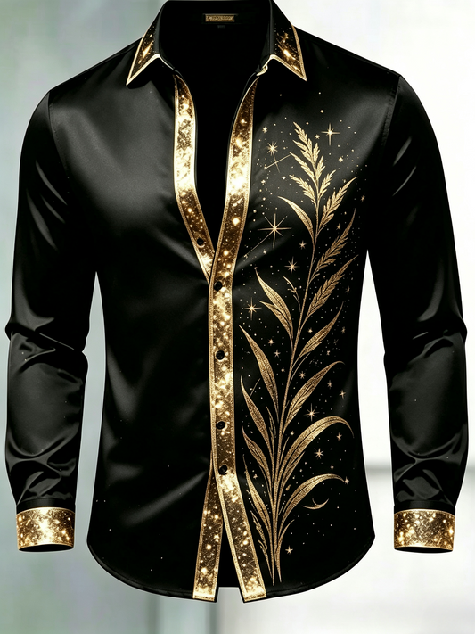 Men's Oriental Nebula Gold Edge Long Sleeve Shirt