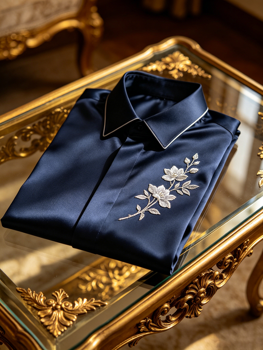 Men's Vintage Floral Satin Shirt