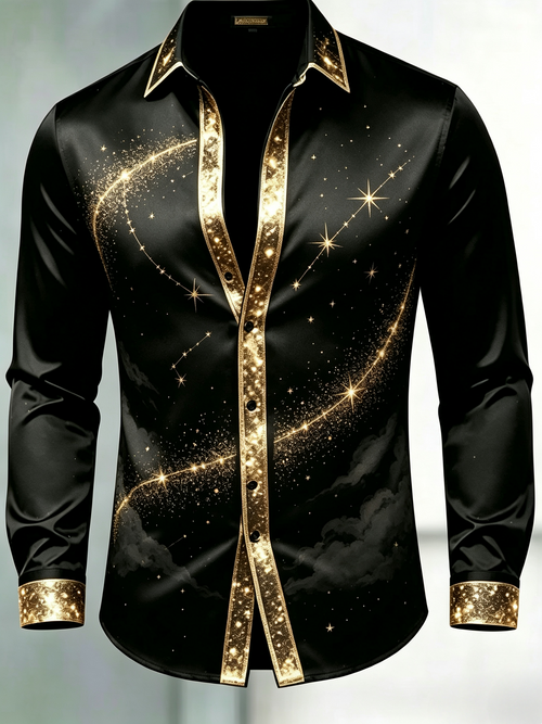 Men's Oriental Star Map Luxury Long Sleeve Shirt