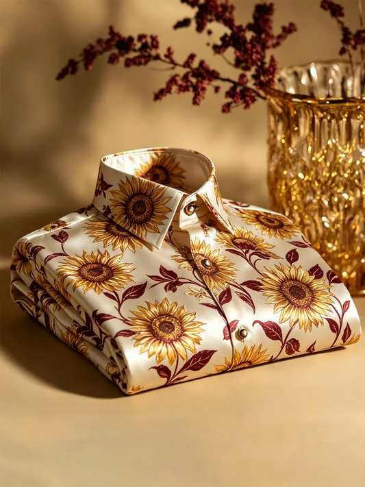 Men's Satin Luxury Vintage Business Long Sleeve Shirt
