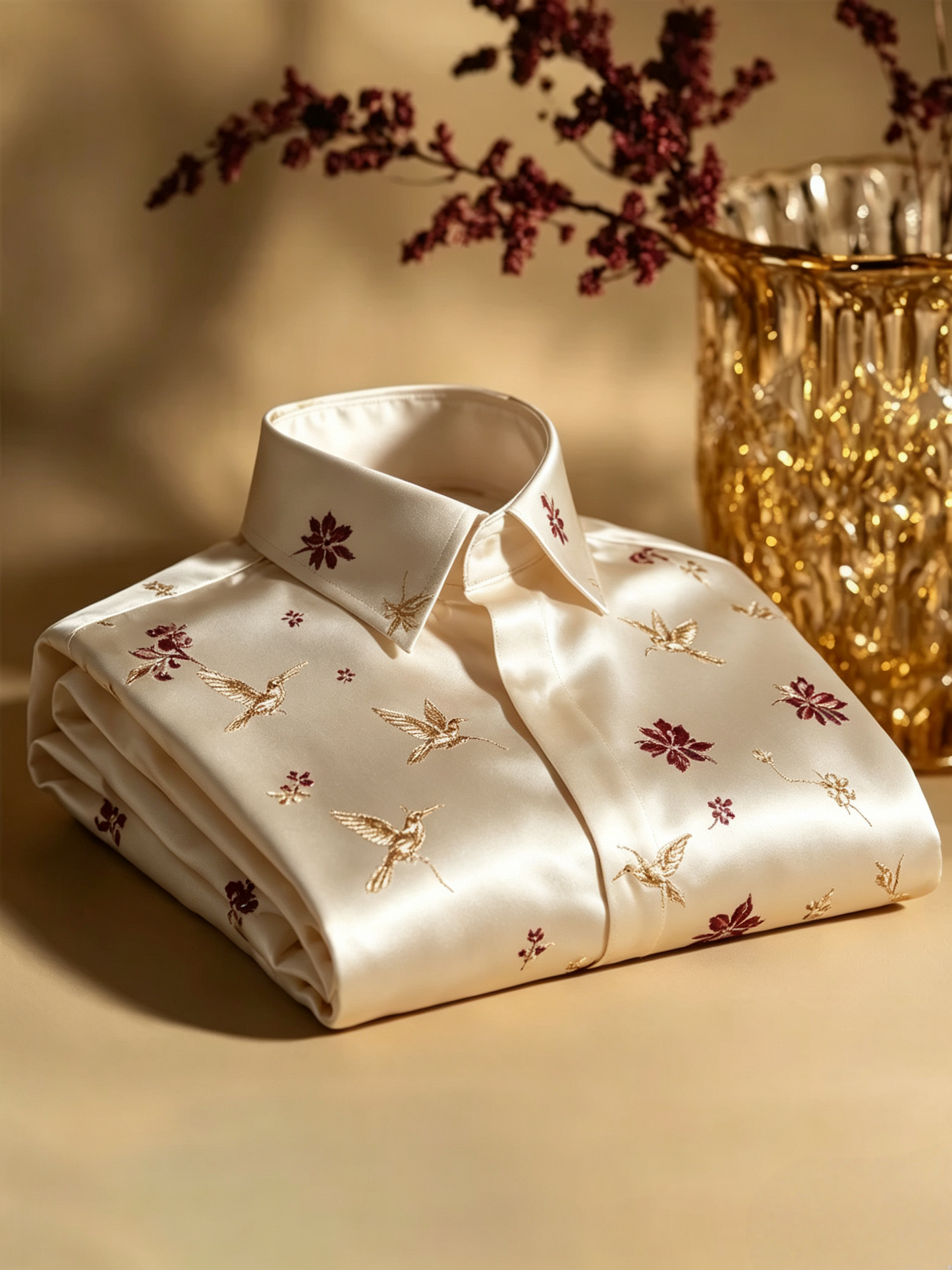Men's Satin Luxury Vintage Business Long Sleeve Shirt