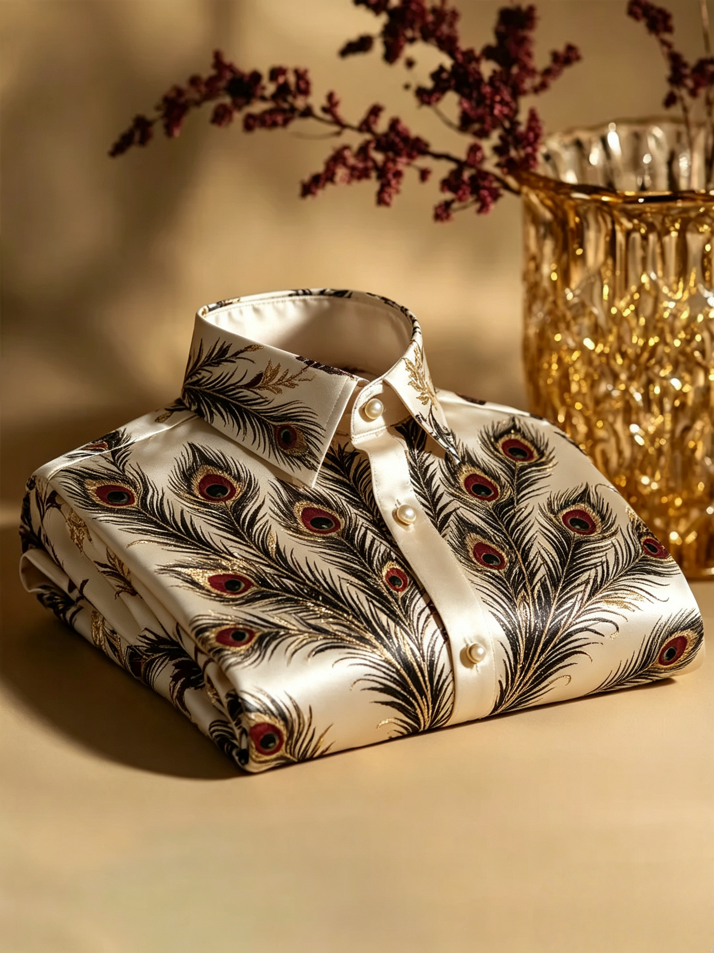 Men's Satin Luxury Vintage Business Long Sleeve Shirt