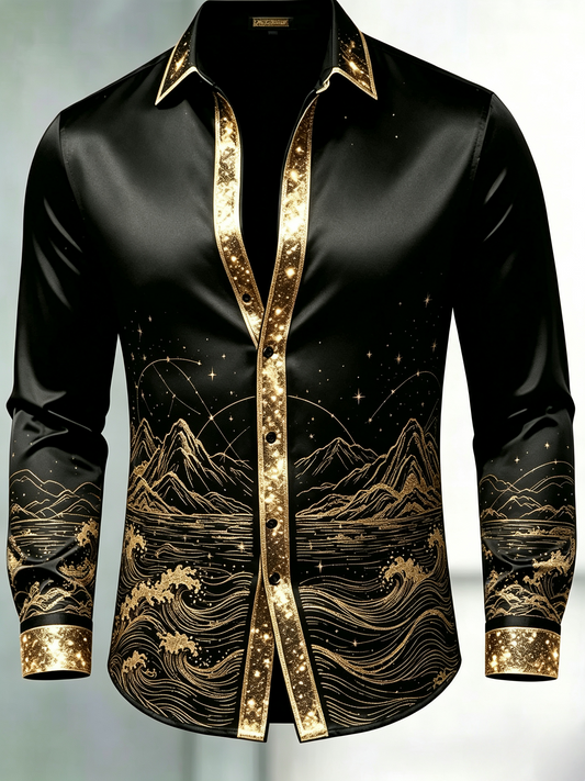 Men's Traditional Star Mansion Long Sleeve Luxury Shirt