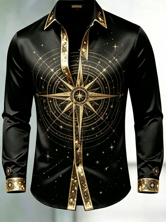 Men's Auspicious Star Orbit Long Sleeve Formal Shirt