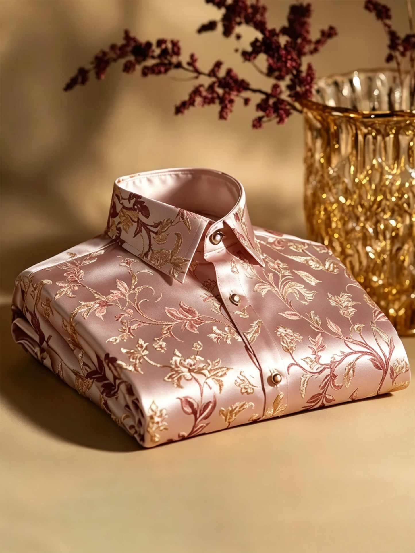 Men's Satin Luxury Vintage Business Long Sleeve Shirt