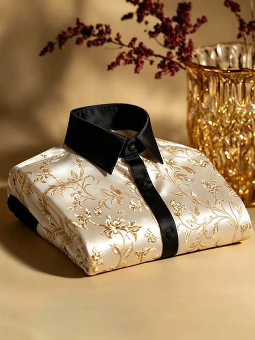 Men's Satin Luxury Vintage Business Long Sleeve Shirt