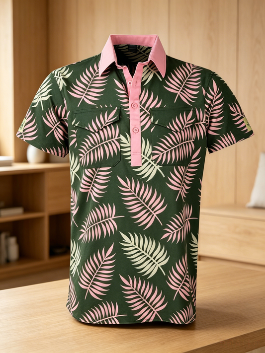 Men's Business Casual Button Short Sleeve Polo Shirt