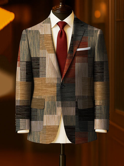 Men's Business Casual Large Pocket Print Blazers