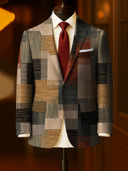 Men's Business Casual Large Pocket Print Blazers