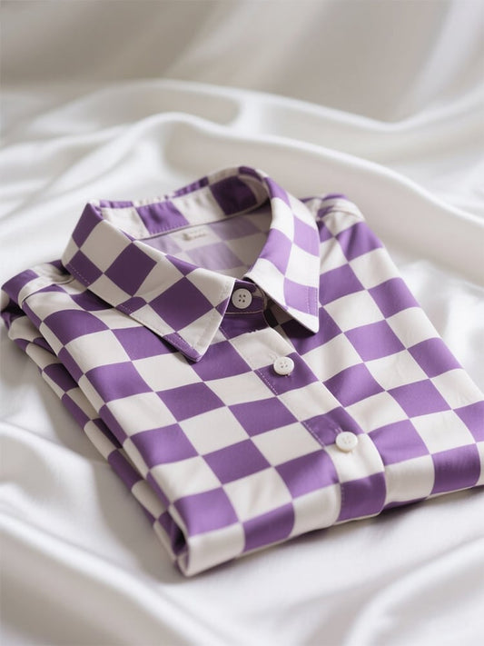 Men's Business Casual Plaid Lapel Short Sleeve Shirt