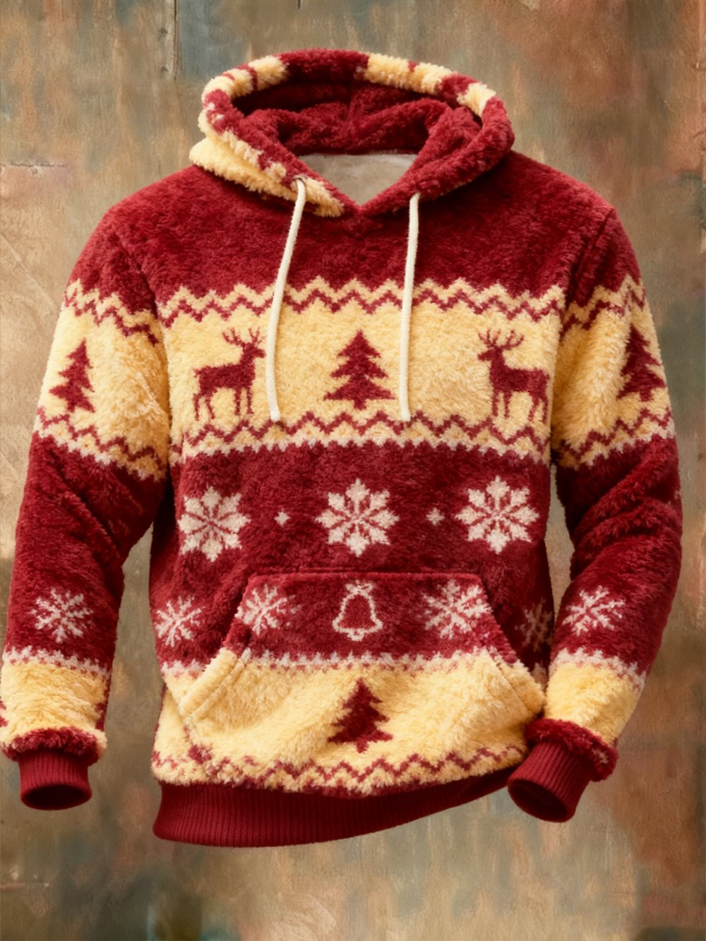 Men's Casual Christmas Comfortable Flannel Warm Hoodie