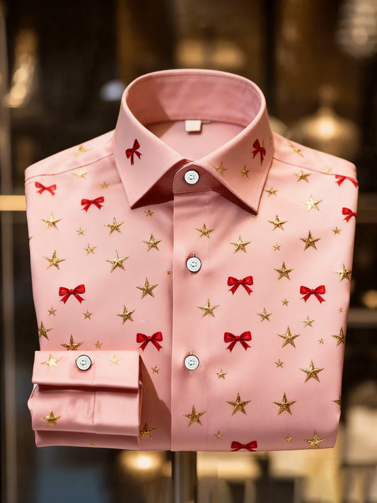 Men's Luxury Christmas Party Long Sleeve Button-Down Shirt