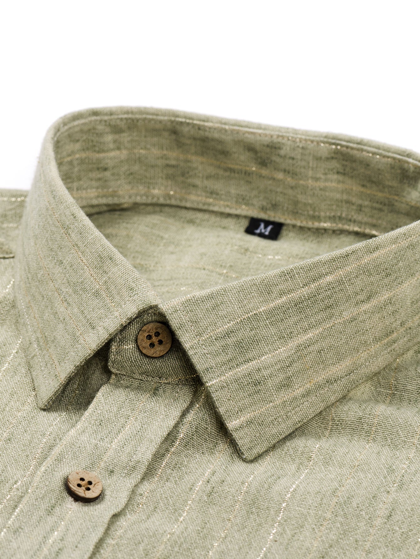 Long Sleeve Stripe Linen Look Button Up Shirt