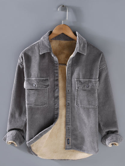 Fleece Lined Cotton Corduroy Button Up Shirt