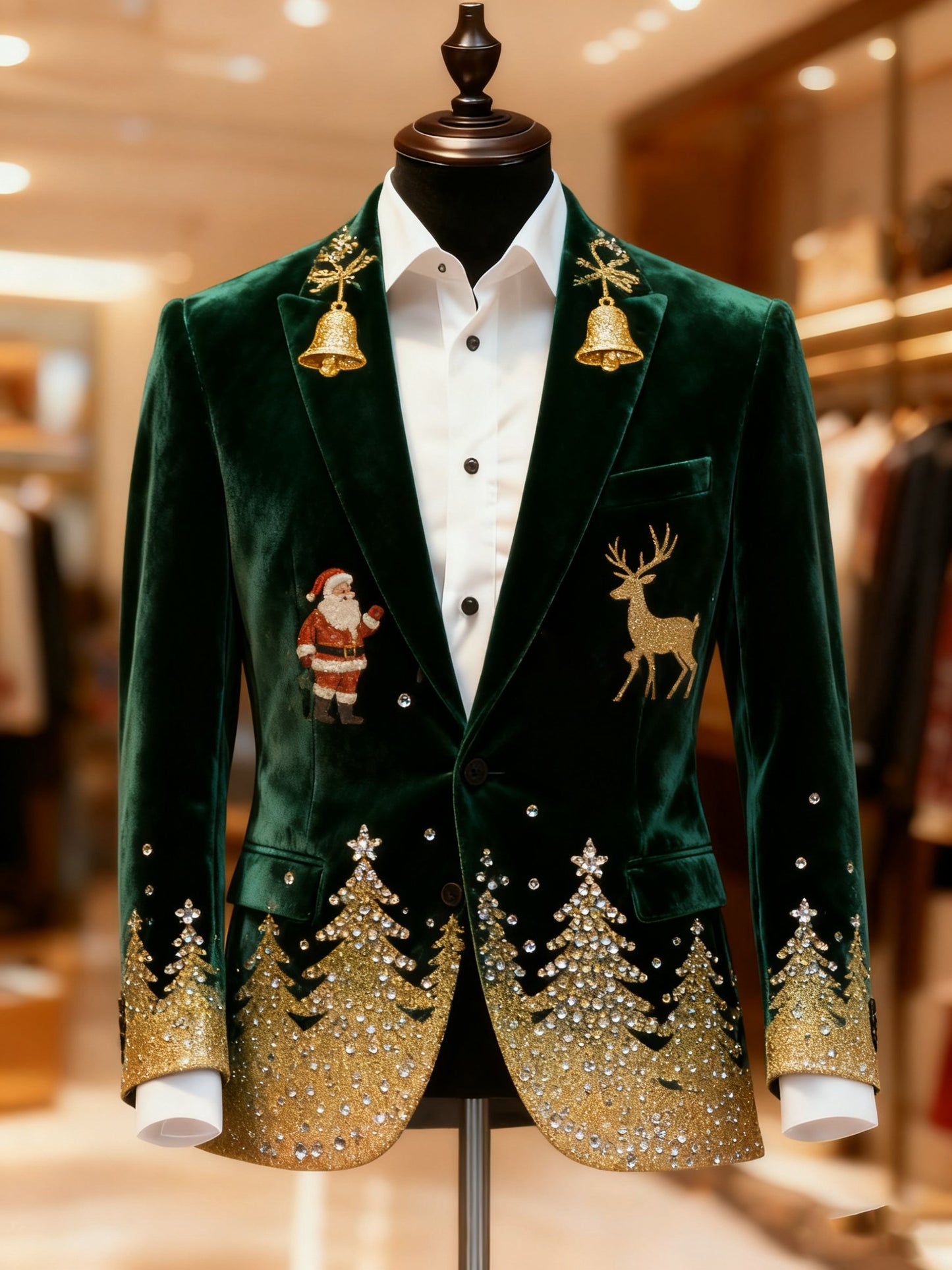Men's Christmas Casual Print Large Pocket Blazers