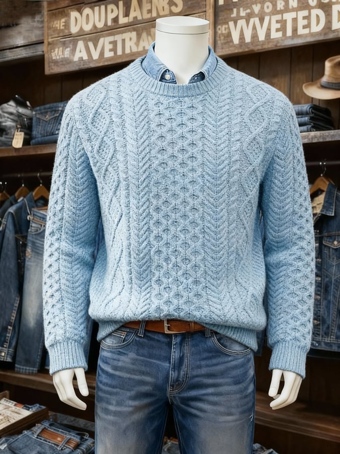 Men's Vintage Pullover Cable Knit Sweater