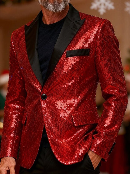Men's Christmas Cocktail Party Wedding Party Stylish Casual Lapel Suit Jacket