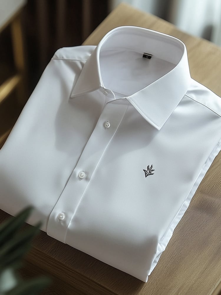 Men's Business Casual Logo Lapel Short Sleeve Shirt