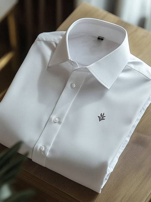 Men's Business Casual Logo Lapel Short Sleeve Shirt