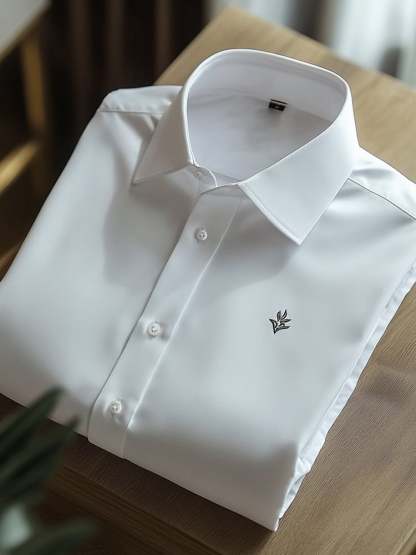 Men's Business Casual Logo Lapel Short Sleeve Shirt