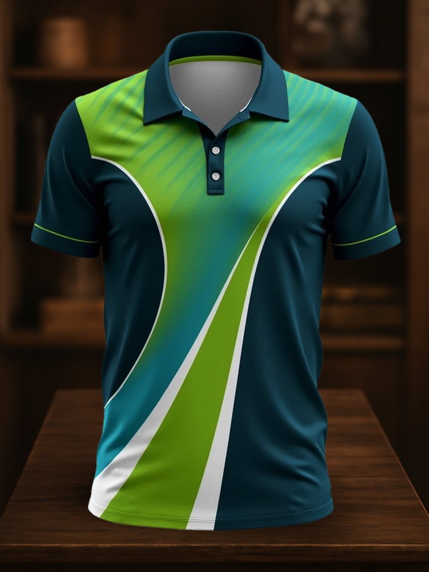 Men's Business Casual Artistic Button Short Sleeve Polo Shirt