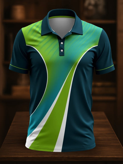 Men's Business Casual Artistic Button Short Sleeve Polo Shirt