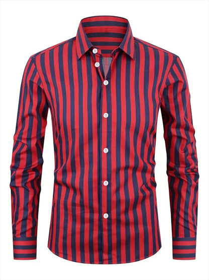 Men's Striped Business Casual Shirt