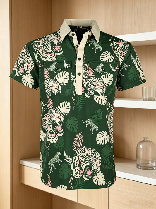 Men's Business Casual Button Short Sleeve Polo Shirt