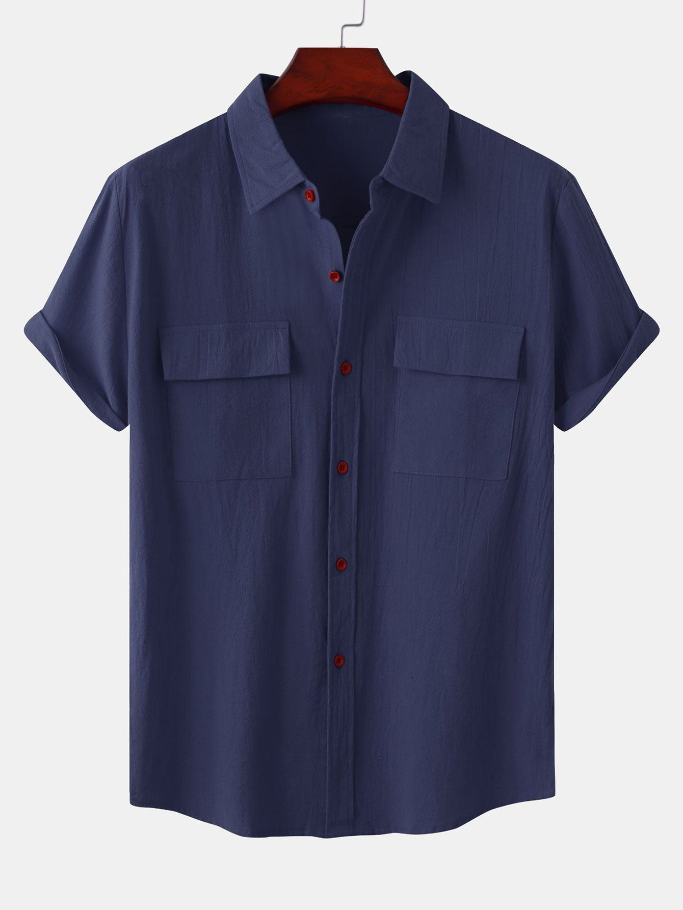 Man Button Up Shirt With Patch Pockets