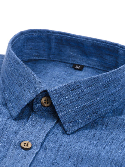 Long Sleeve Stripe Linen Look Button Up Shirt
