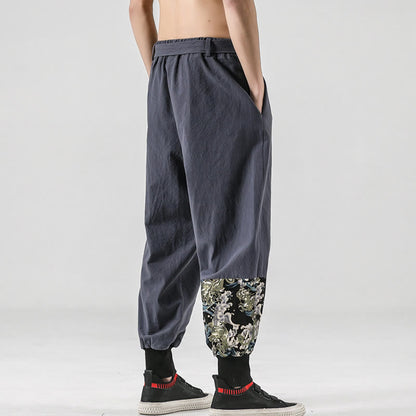 Buddha Stones Ocean Waves Lace-up Men's Harem Pants With Pockets