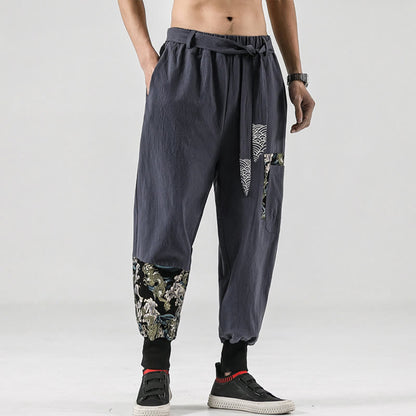Buddha Stones Ocean Waves Lace-up Men's Harem Pants With Pockets