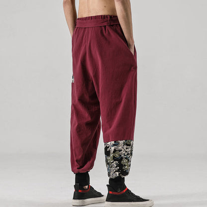 Buddha Stones Ocean Waves Lace-up Men's Harem Pants With Pockets